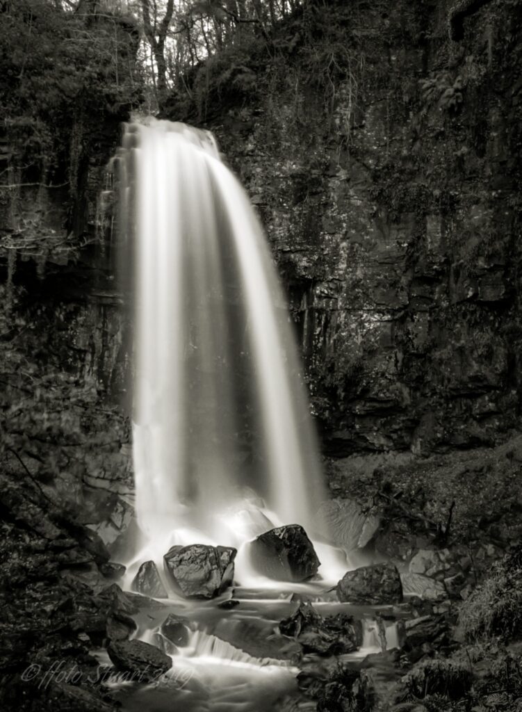 Sgwd Rhyd Yr Hesg - aka Melincwrt Falls in B&W Long Exposure